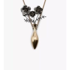 ZARA Elegant Gold and Silver Floral Vase Pendant Necklace